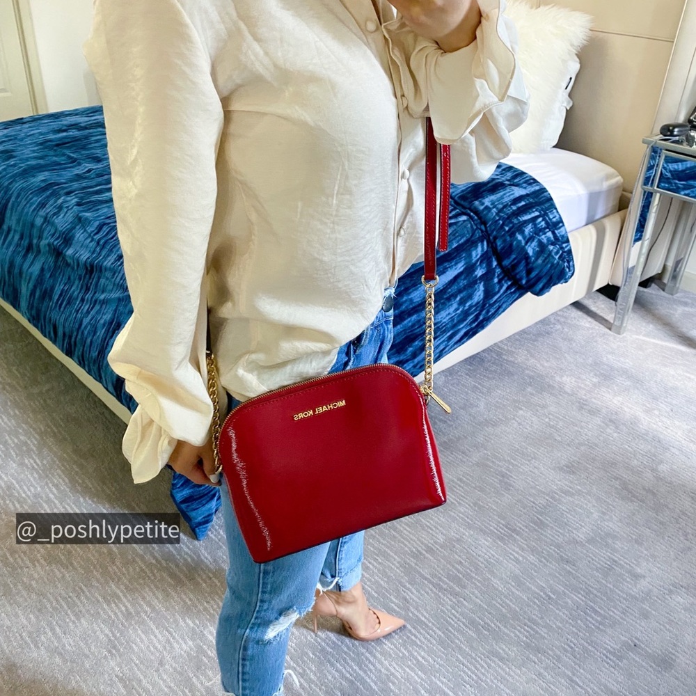 Michael Kors Authentic red & black patent dome crossbody purse  bundle deal - Picture 4 of 16